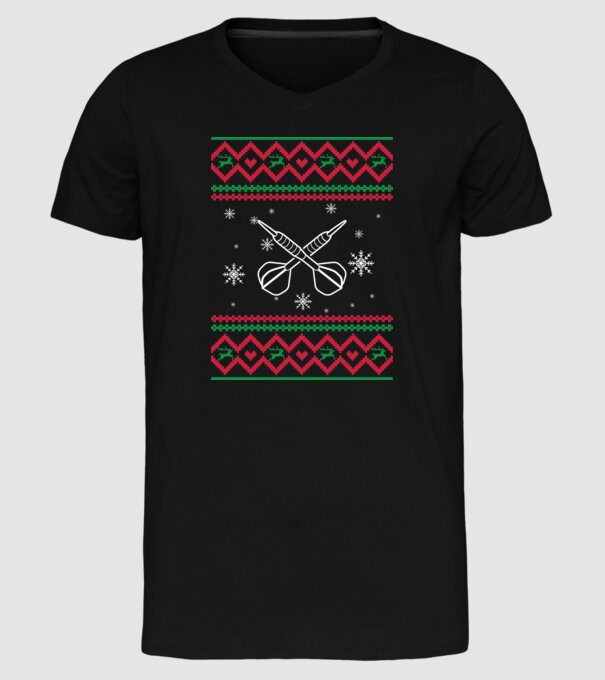 model tricotat de Crăciun - darts model negru pe tricou