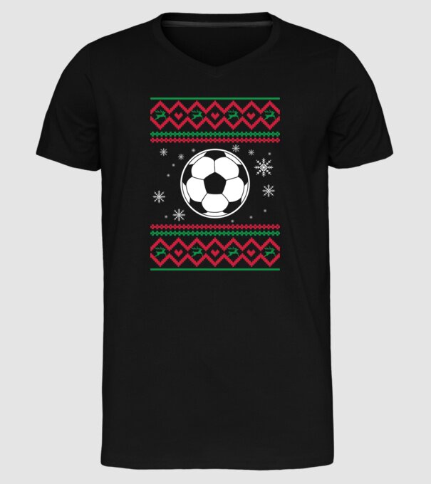 Model tricotat de Crăciun - fotbal model negru pe tricou