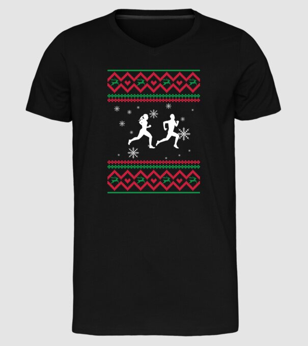 Model tricotat de Crăciun - alergători model negru pe tricou