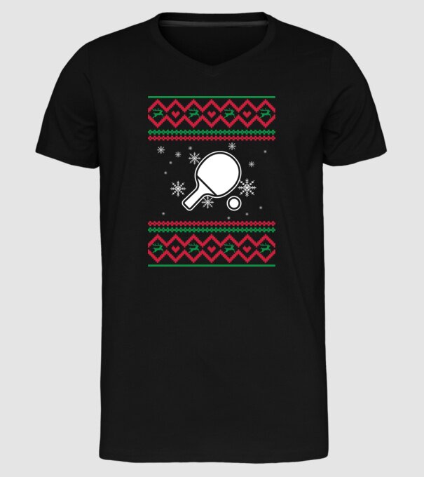 Model tricotat de Crăciun - tenis de masă model negru pe tricou