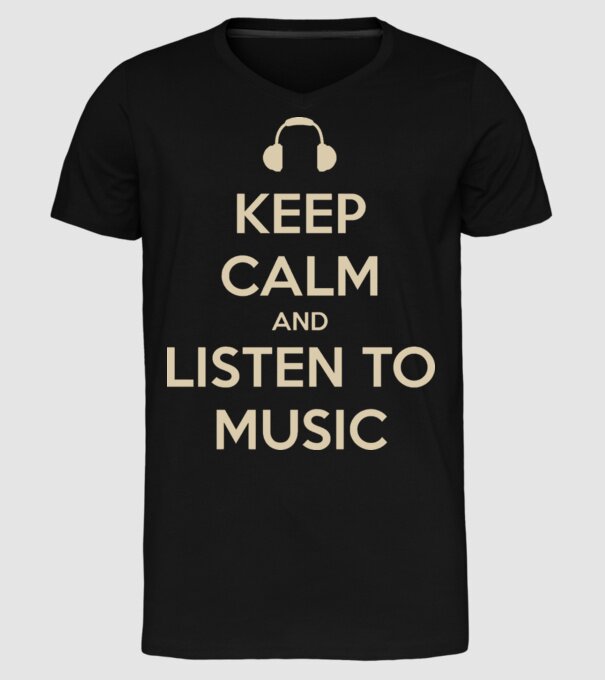 keep calm and listen to music model negru pe tricou