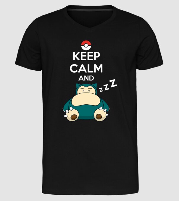 Keep Calm Snorlax model negru pe tricou