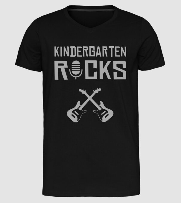 Kindergarten rocks model negru pe tricou