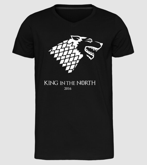 King in The North Wolf model negru pe tricou