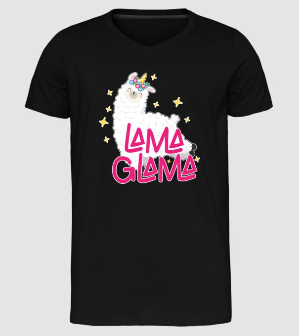 Lama glama model negru pe tricou