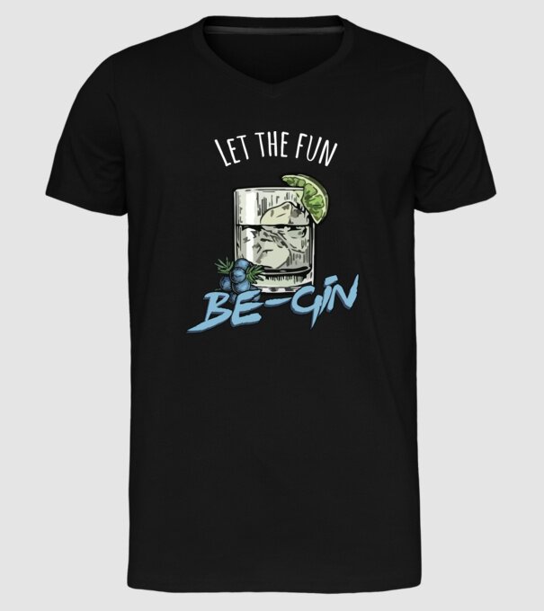 Let the fun be gin model negru pe tricou
