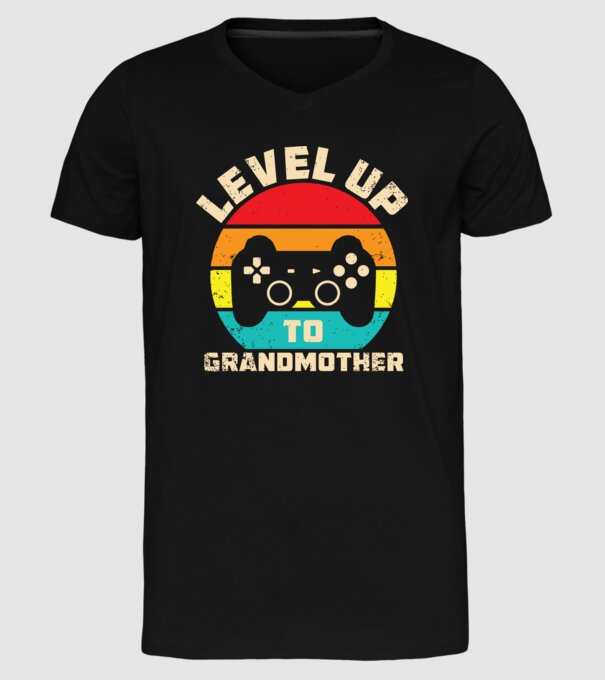 Level Up Grandmother model negru pe tricou