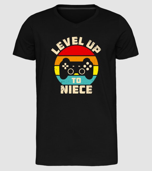 Level Up Niece model negru pe tricou