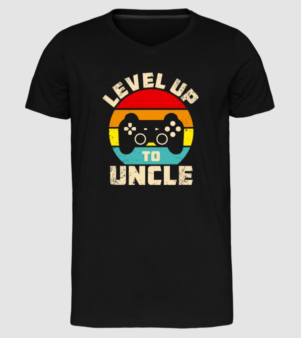 Level Up Uncle model negru pe tricou