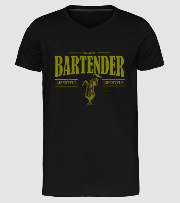 Lifestyle Bartender model negru pe tricou