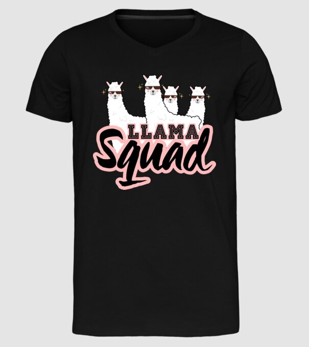 Llama squad model negru pe tricou