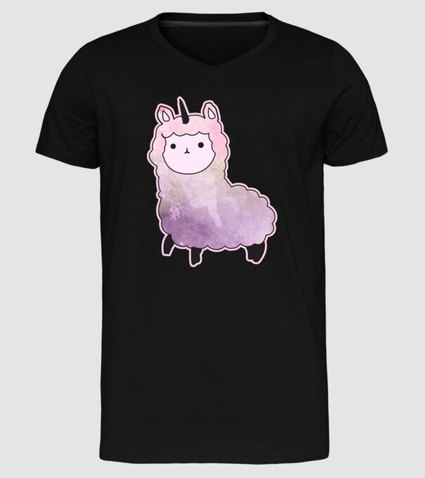Llamacorn cutie model negru pe tricou
