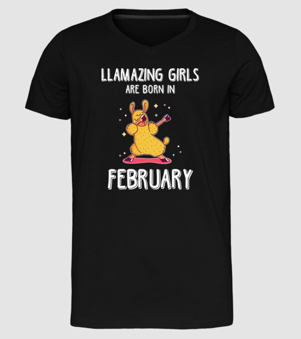 llamazing girls are born in february model negru pe tricou