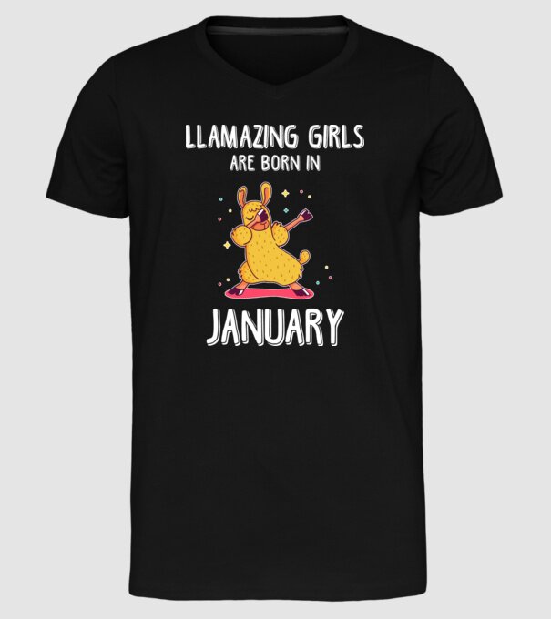 Llamazing girls are born in january model negru pe tricou
