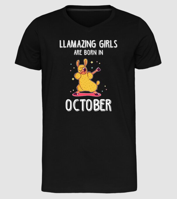 Llamazing girls are born in october model negru pe tricou