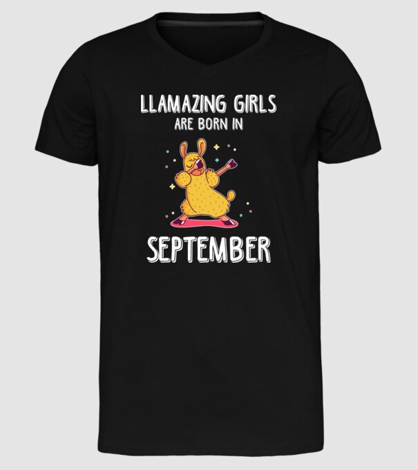 Llamazing girls are born in september model negru pe tricou