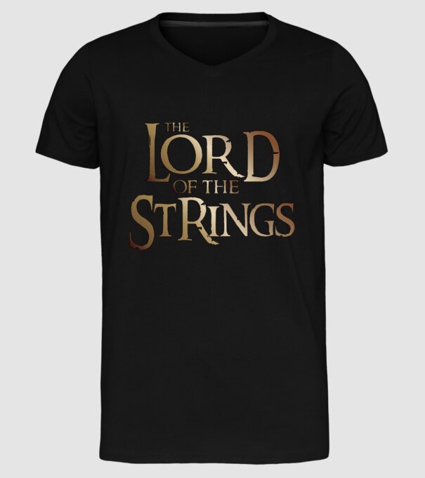 Lord of the Strings model negru pe tricou