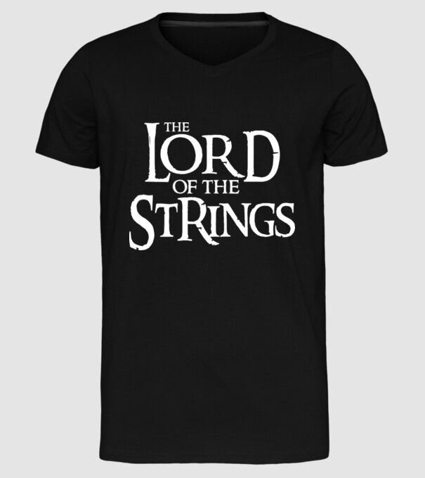 Lord of the Strings model negru pe tricou