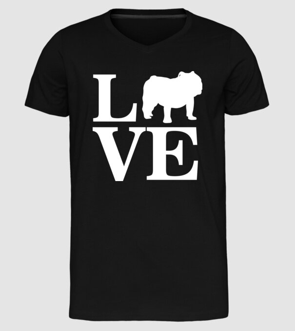 LOVE BULDOG ENGLEZESC model negru pe tricou