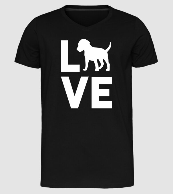 LOVE Beagle model negru pe tricou