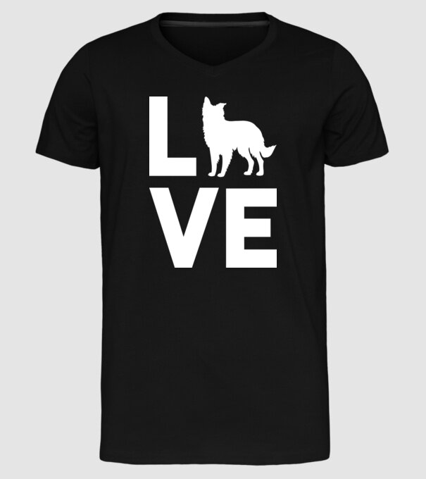 LOVE Border Collie model negru pe tricou