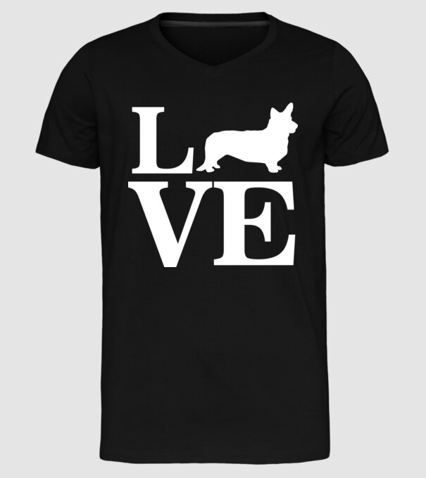 LOVE CORGIE model negru pe tricou