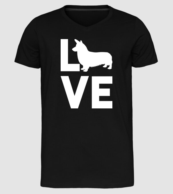 LOVE Corgie model negru pe tricou
