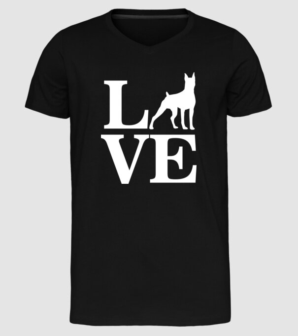 LOVE DOBBERMAN model negru pe tricou
