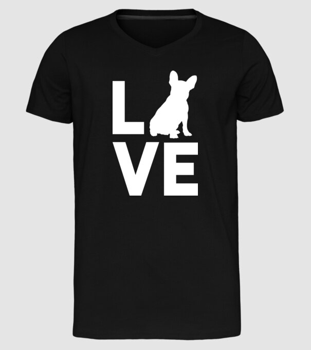 LOVE Bulldog francez model negru pe tricou