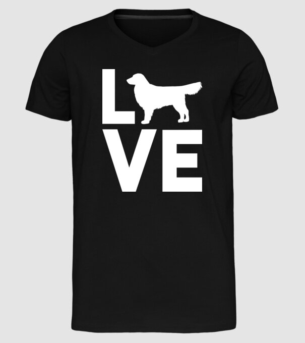 LOVE Golden Retriever model negru pe tricou