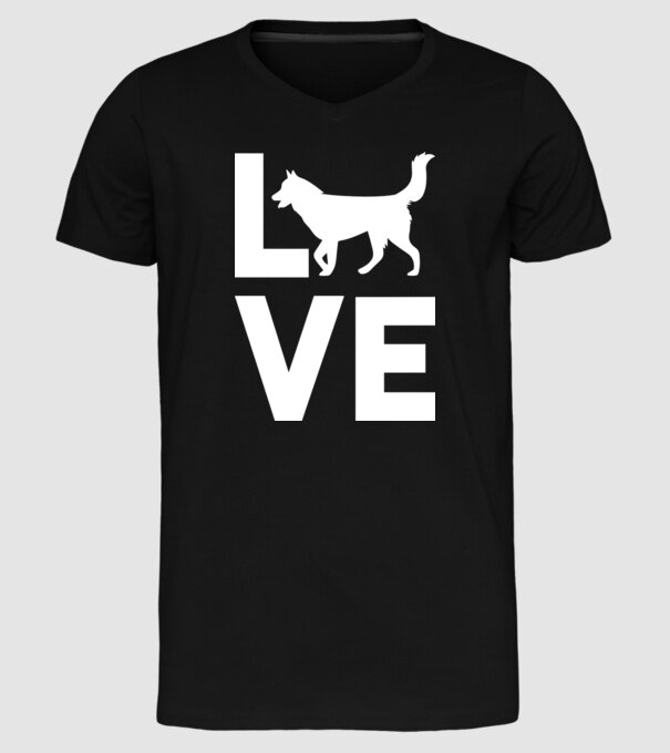 LOVE Husky model negru pe tricou
