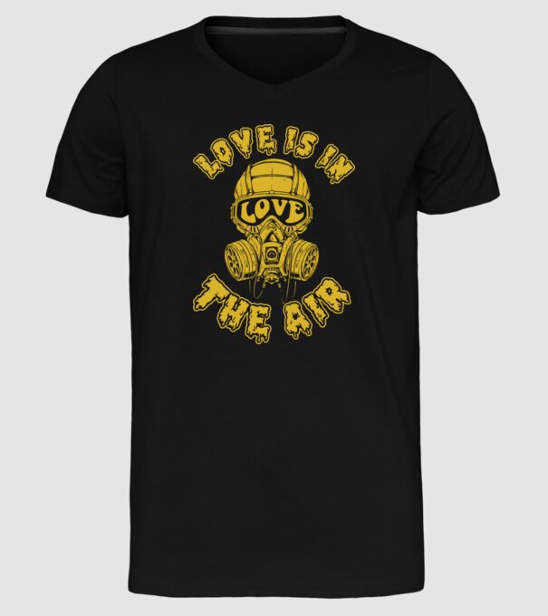 Love is in the air yellow model negru pe tricou