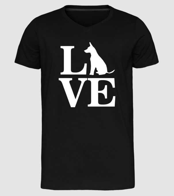 Love câini model negru pe tricou