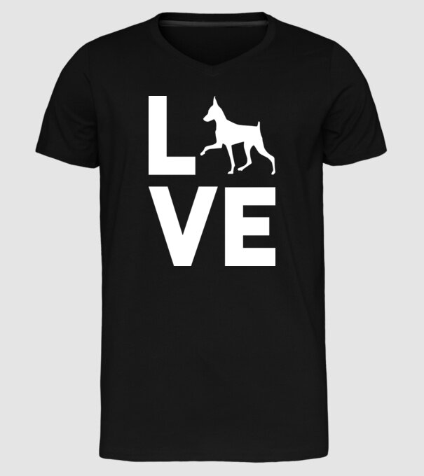 LOVE Pinscher model negru pe tricou