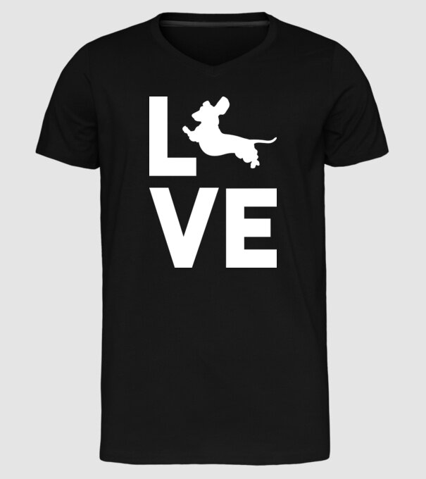 LOVE Teckel model negru pe tricou