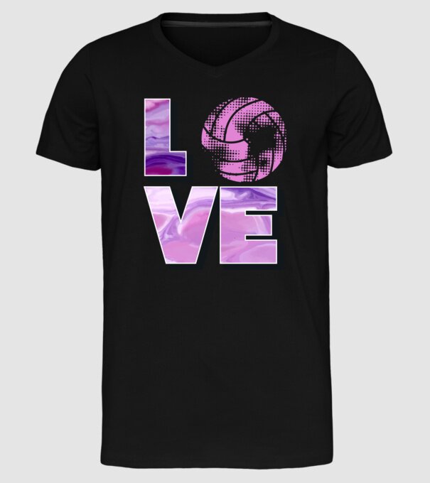 Love volleyball model negru pe tricou
