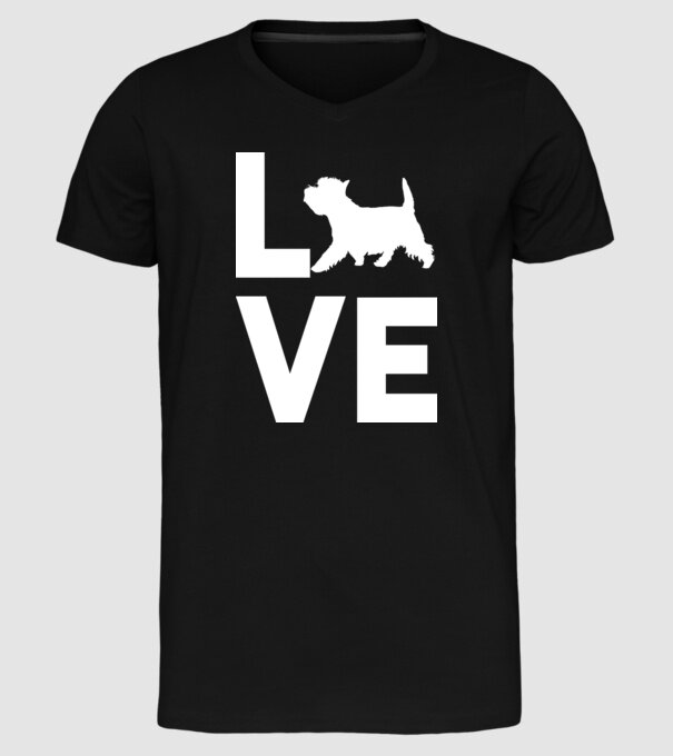 LOVE Westie model negru pe tricou
