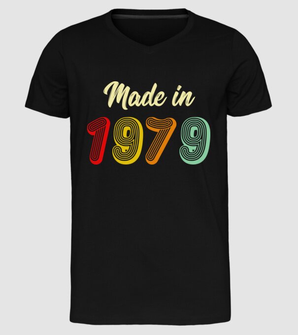 made in 1979 retro model negru pe tricou