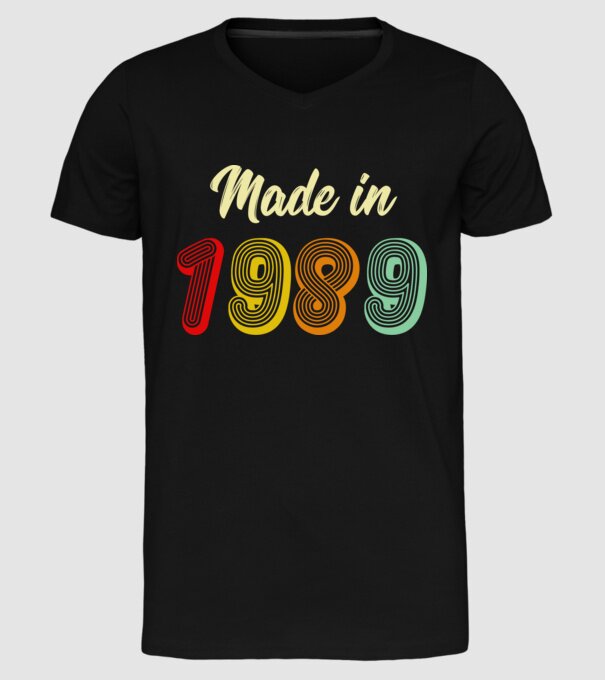 made in 1989 retro model negru pe tricou