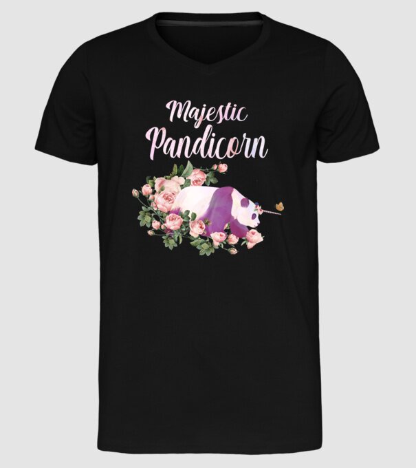 Majestic pandicorn model negru pe tricou