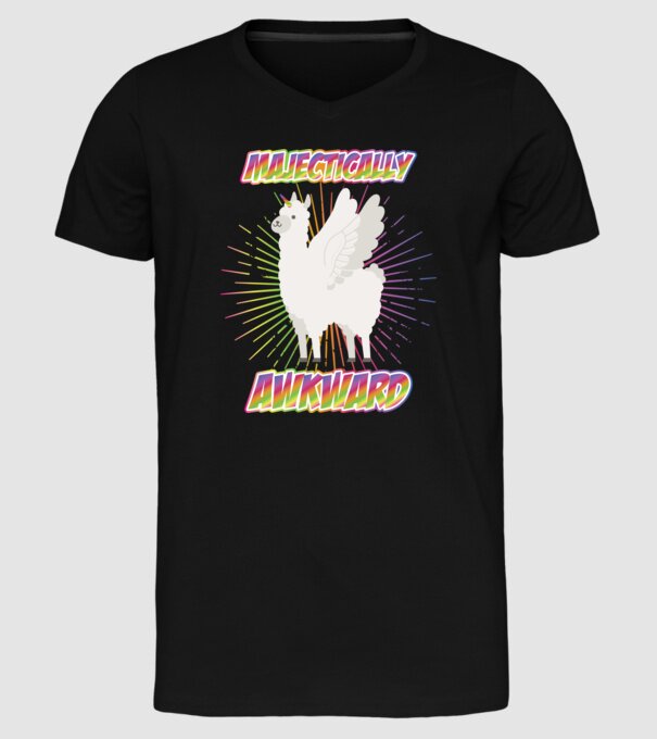 Majestically Awkward model negru pe tricou