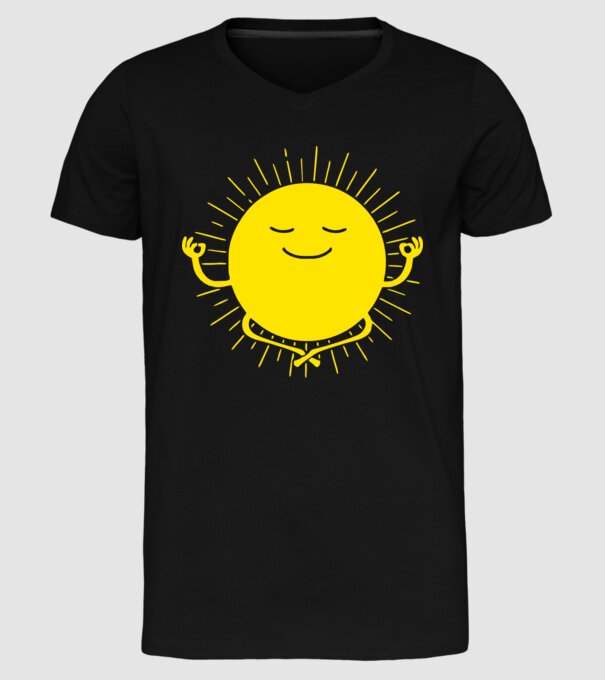 Soare meditând model negru pe tricou