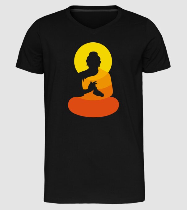 Călugăr meditator model negru pe tricou