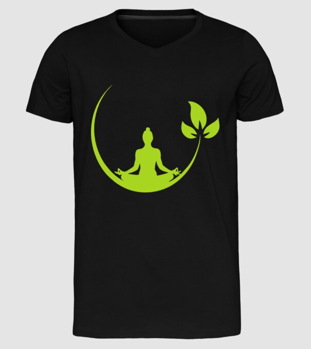 meditation leaf model negru pe tricou