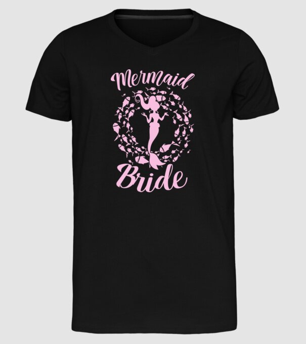 Mermaid Bride model negru pe tricou