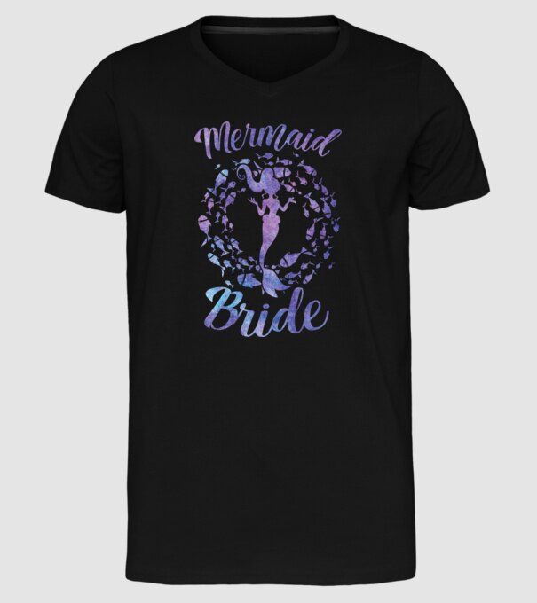 Mermaid bride aquarell model negru pe tricou