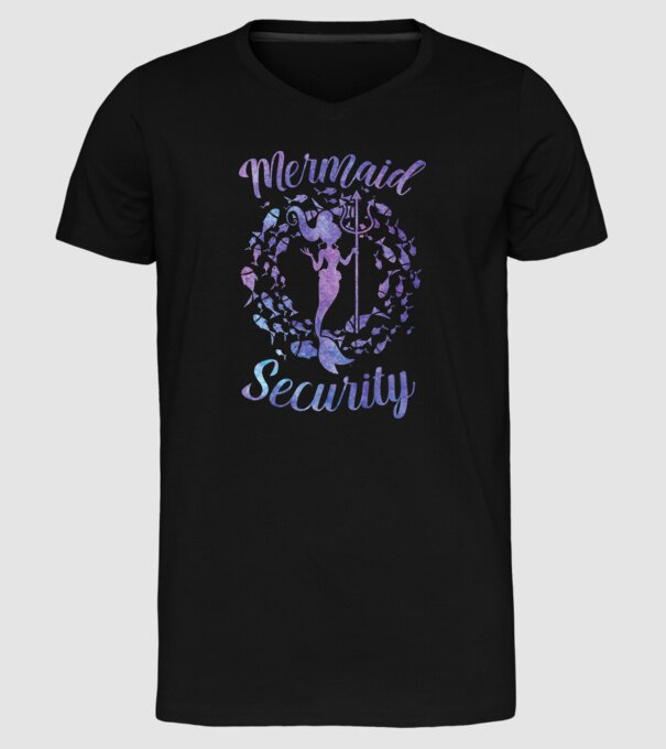 Mermaid Security girls aquarell model negru pe tricou