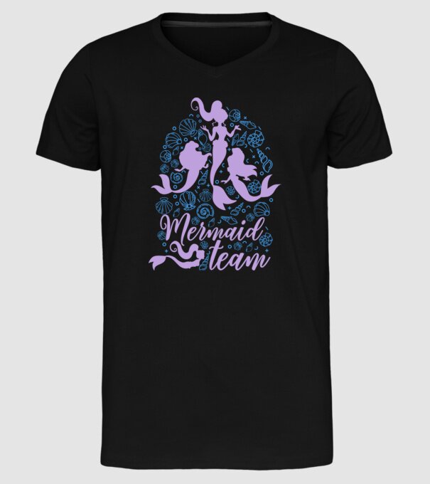 MermaidTeam model negru pe tricou