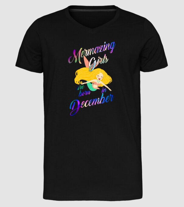Mermazing girls are born december model negru pe tricou
