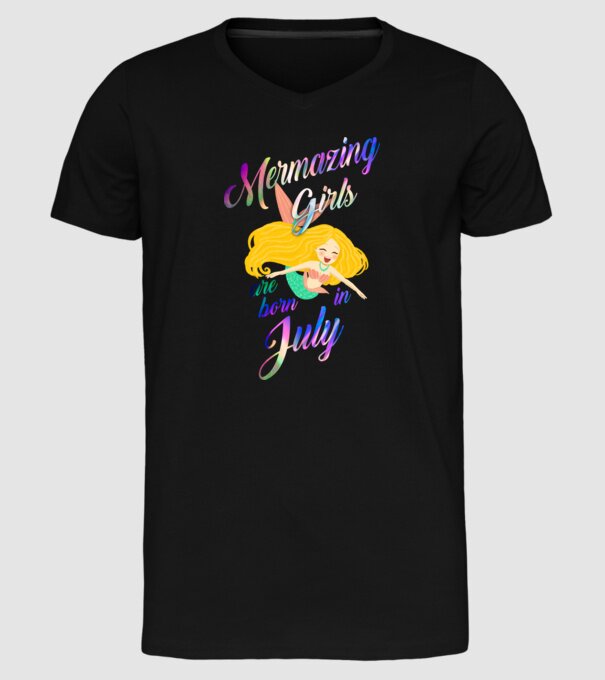 Mermazing girls are born july model negru pe tricou